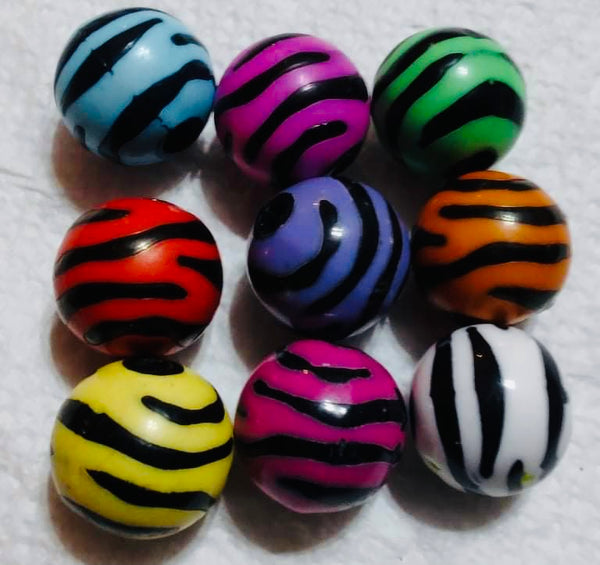 (10) Zebra Striped 12mm Bead Mix