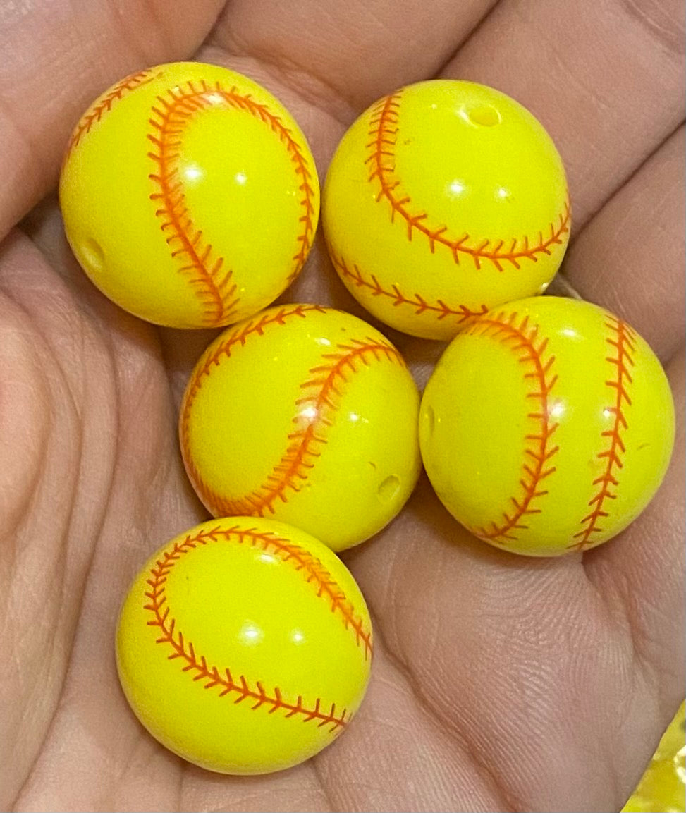 (5) Baseball 20mm Beads ⚾️