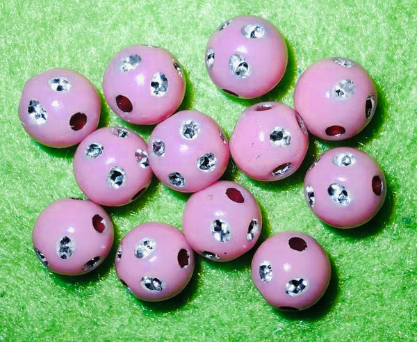 (12) Pink 6mm Bling Beads