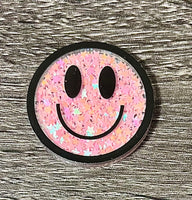 (1) Pink Smiley Face Shaker Acrylic