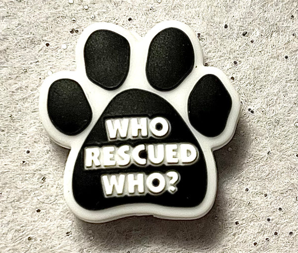 (1) White Who Rescued Who Focal Bead