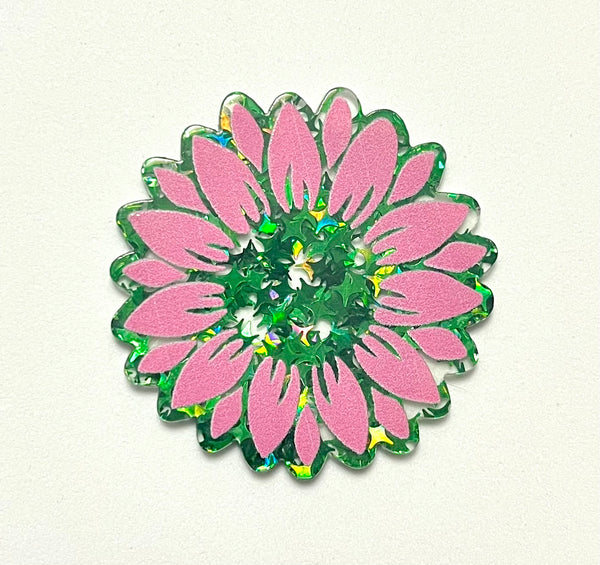 (1) Green and Pink Sunflower Acrylic