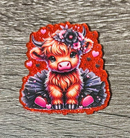 (1) Red Background Cow in Dress Acrylic