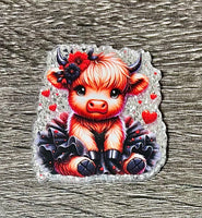 (1) Silver Background Cow in Dress Acrylic