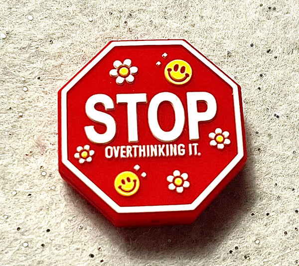(1) Red Stop Overthinking It Focal Bead