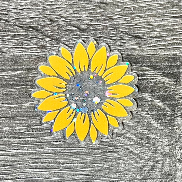 (1) Clear Glitter Sunflower Acrylic