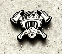 (1) White Firefighter Symbol Focal Bead
