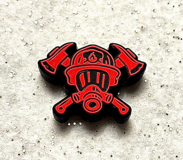 (1) Red Firefighter Symbol Focal Bead