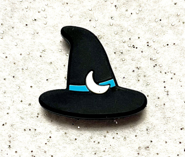 (1) Blue Striped Witches Hat Focal Bead