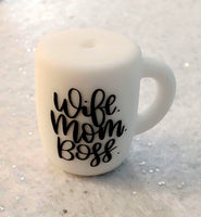 (3) Wife, Mom, Boss Coffee Mug Silicone Beads