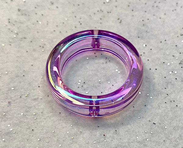 (1) Purple Acrylic Round Frame Bead