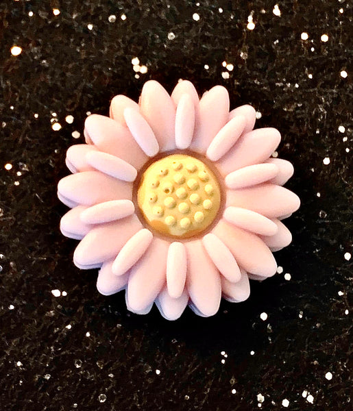 (1) Light Purple with Yellow Center Small Flower Focal Bead