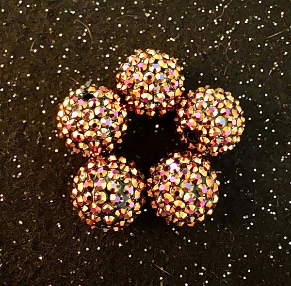 (5) Brownish/Purple Rhinestone 20mm Beads