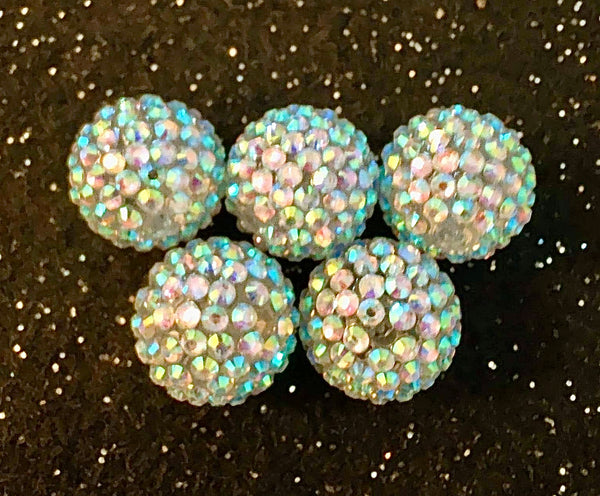(5) Iridescent Rhinestone 20mm Beads