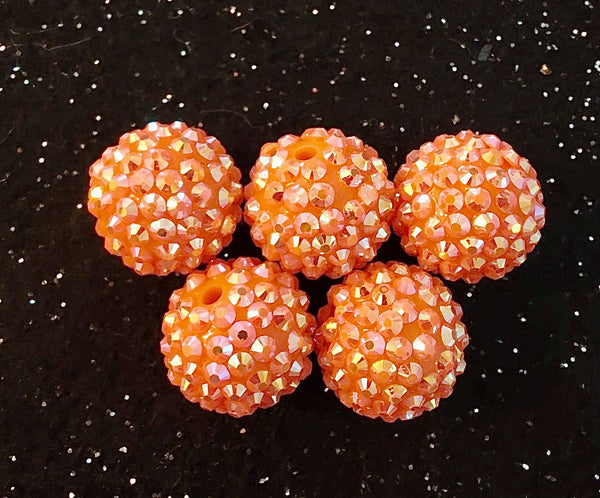 (5) Fanta Orange Rhinestone 20mm Beads