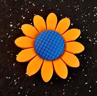 (1) Orange & Blue Sunflower Focal Bead