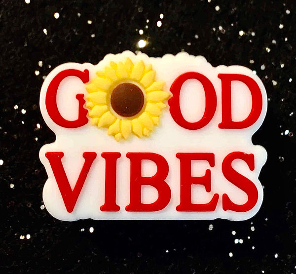(1) Red Good Vibes Focal Bead