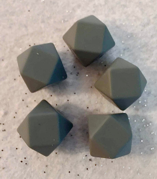 (5) Gray Hexagon Silicone 14mm Beads
