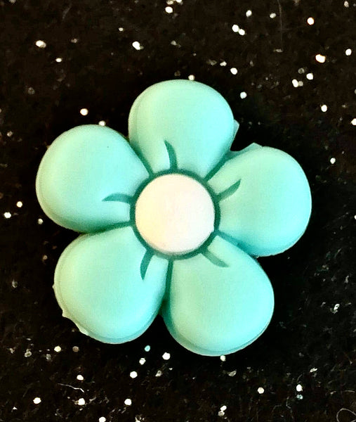 (1) Chunky Teal Green Flower Focal Bead