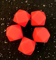 (5) Red Hexagon 14mm Silicone Beads
