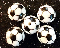 (5) Soccer Silicone 15mm Beads