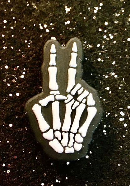 (1) Skeleton Hand Peace Sign Focal Bead