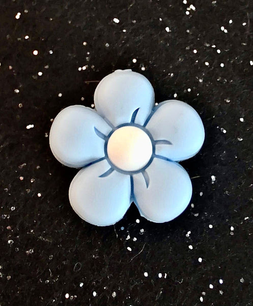(1) Chunky Blue Flower Focal Bead