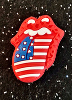 (1) Red American Flag Tongue Focal Bead