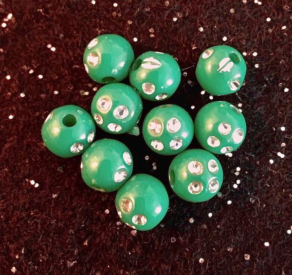 (10) Green 6mm Bling Beads