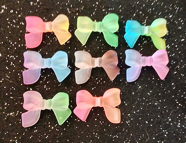 (3) Frosted Multi Color Bow Beads