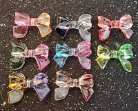 (3) Transparent Multi Color Bow Beads