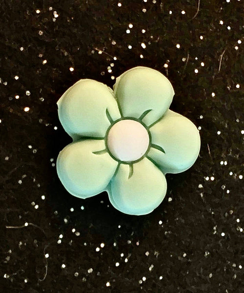 (1) Chunky Mint Green Flower Focal Bead