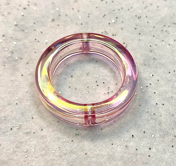 (1) Pink Acrylic Round Frame Bead
