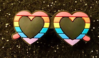 (1) Rainbow Heart Sunglasses Croc Charm