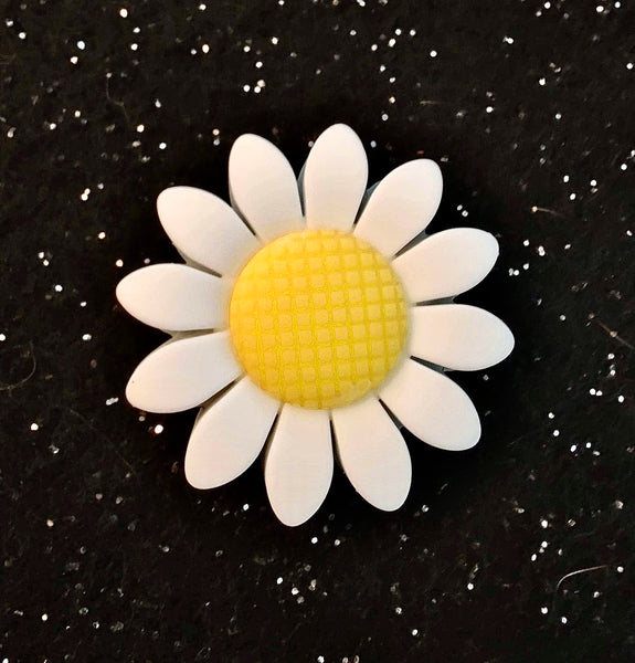 (1) White Sunflower Focal Bead