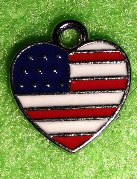 (1) American Flag Heart Charm