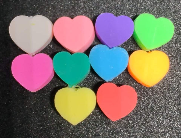 (10) Heart Polymer Clay Beads