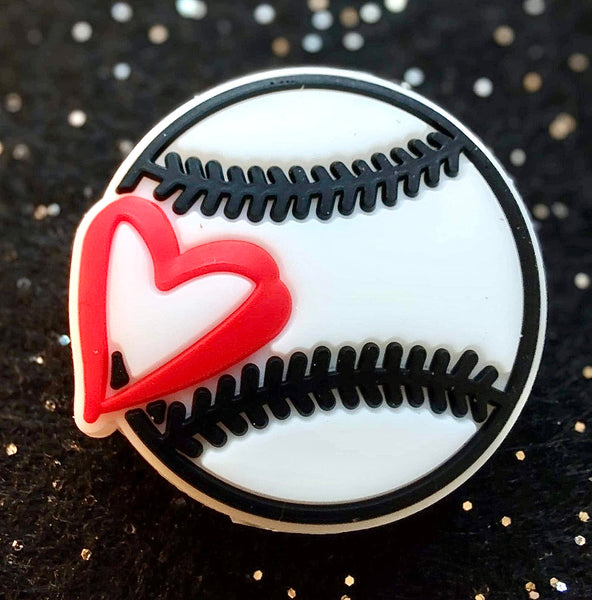 (1) Baseball w/Heart Focal Bead
