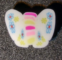 (10) White Butterfly Polymer Clay Beads