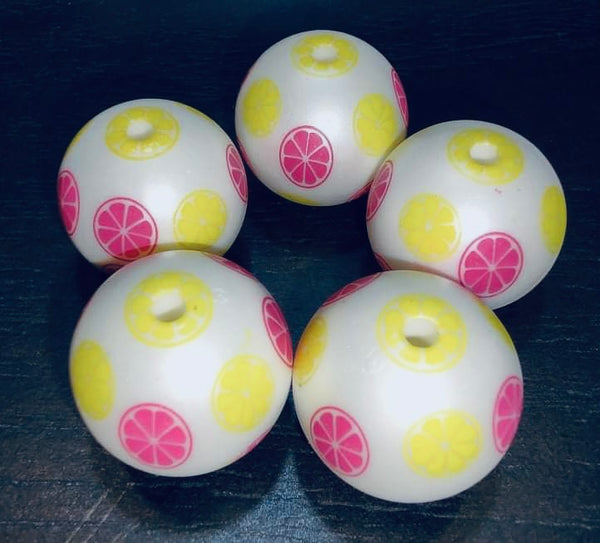 (5) Grapefruit/Lemon 20mm Beads