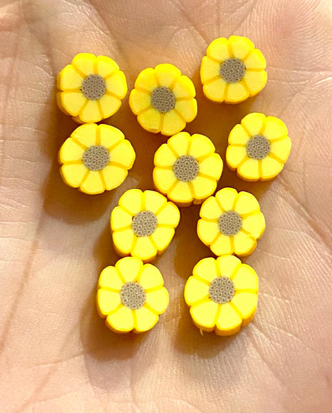 (10) Sunflower Clay Beads