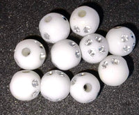 (10) White 6mm Bling Beads