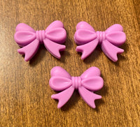 (3) Purple Bow Silicone Beads