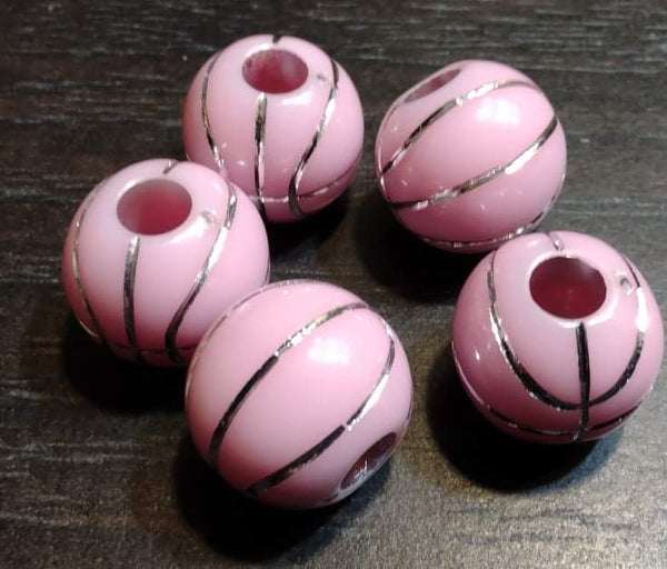 (5) Light Pink Basketball Beads