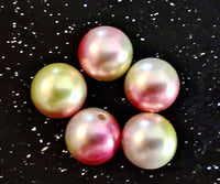 (5) Pink with Greenish/Yellow Ombre 20mm Beads