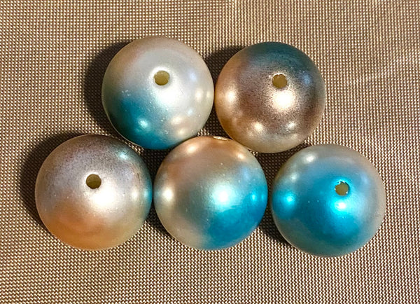 (5) Turquoise/Bronze Ombré 20mm Beads