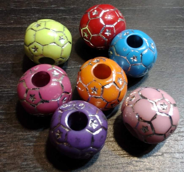 (5) Colored Soccer Ball Beads