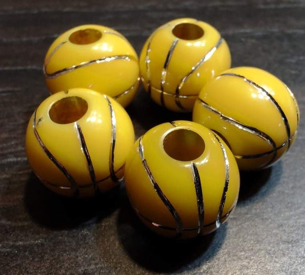 (5) Yellow Basketball Beads