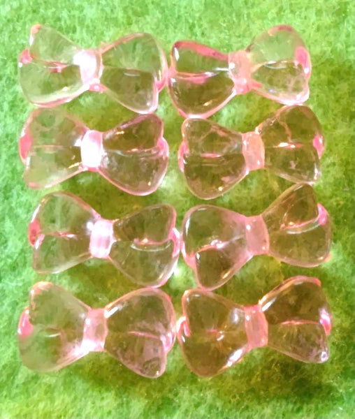 (8) Light Pink Clear Bow Beads