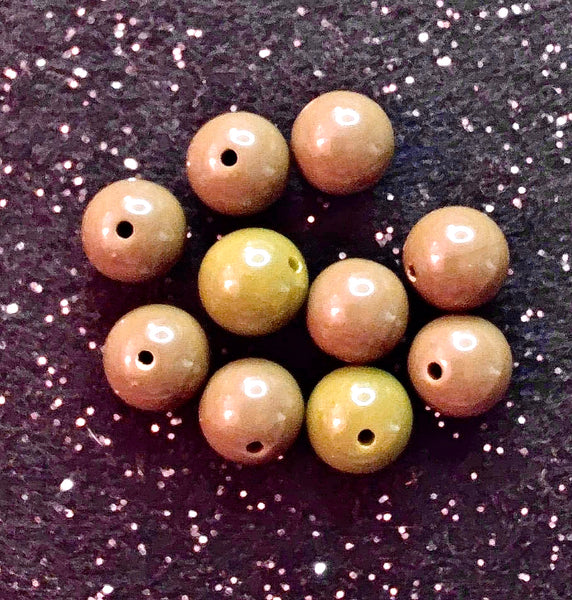 (10) Olive Green 12mm Beads
